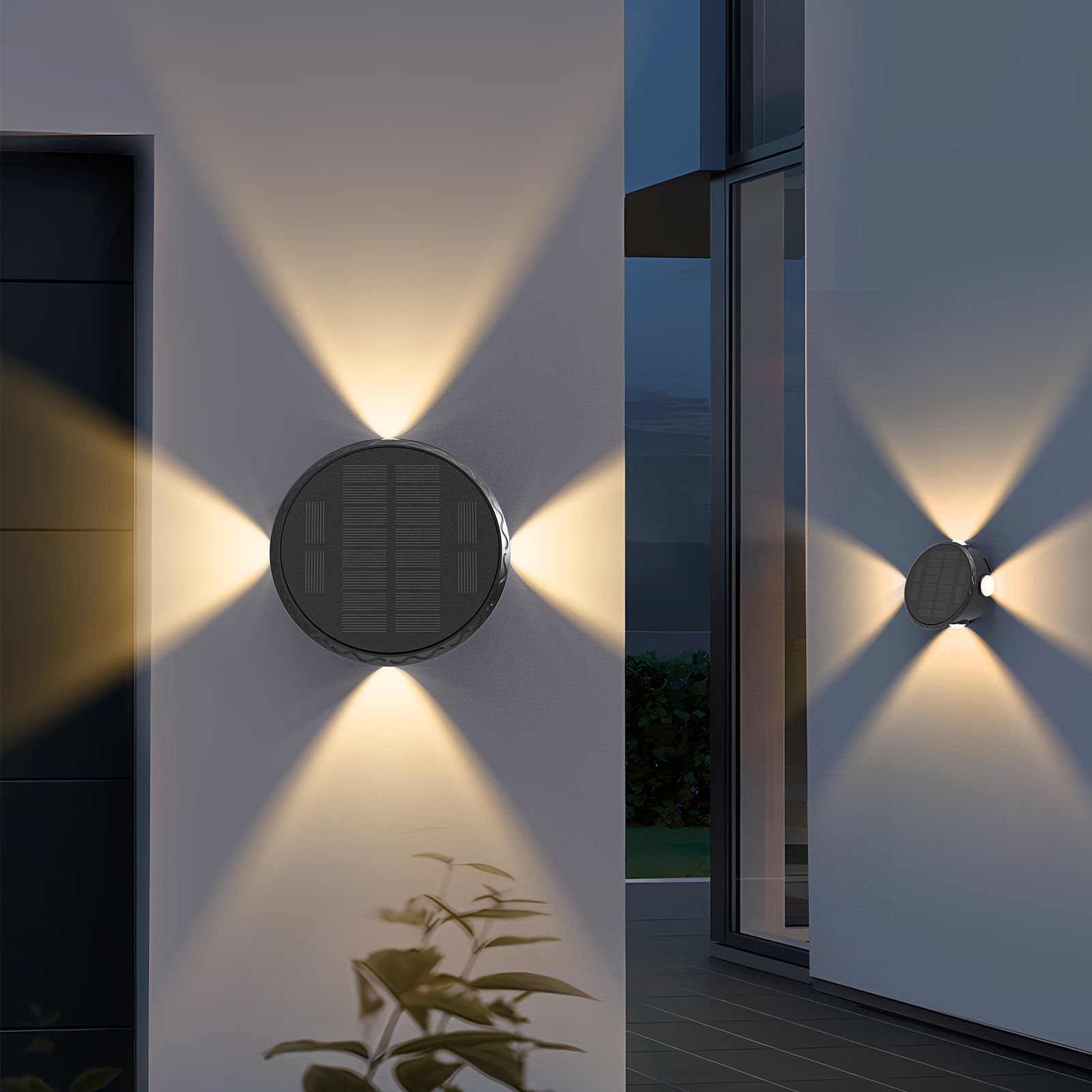 新款太阳能壁灯光控户外庭院灯过道阳台LED洗墙灯花园围墙挂壁灯