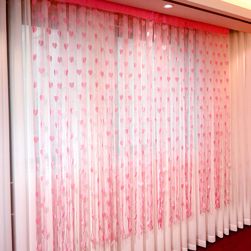 婚庆结婚用品爱心门帘喜庆婚房装饰线帘窗帘背景墙布置1m*2m