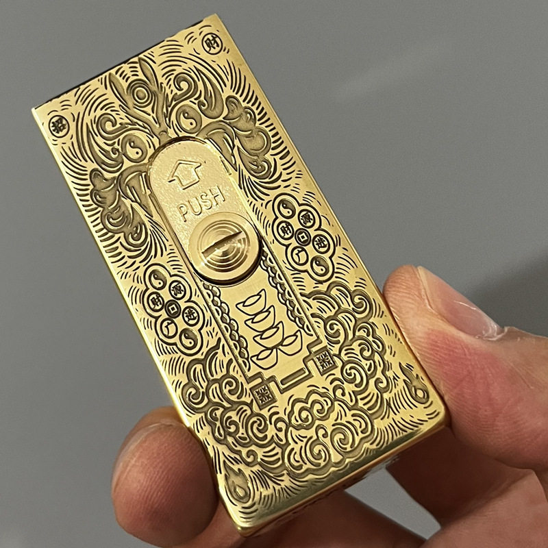 佐罗739新款升降火柴盒煤油打火机自动点火防风纯铜雕刻复古