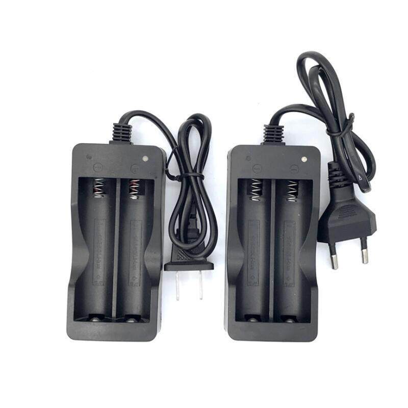 18650双槽充电器3.7v 4.2V带线双充18650欧规手电筒锂电池充电器