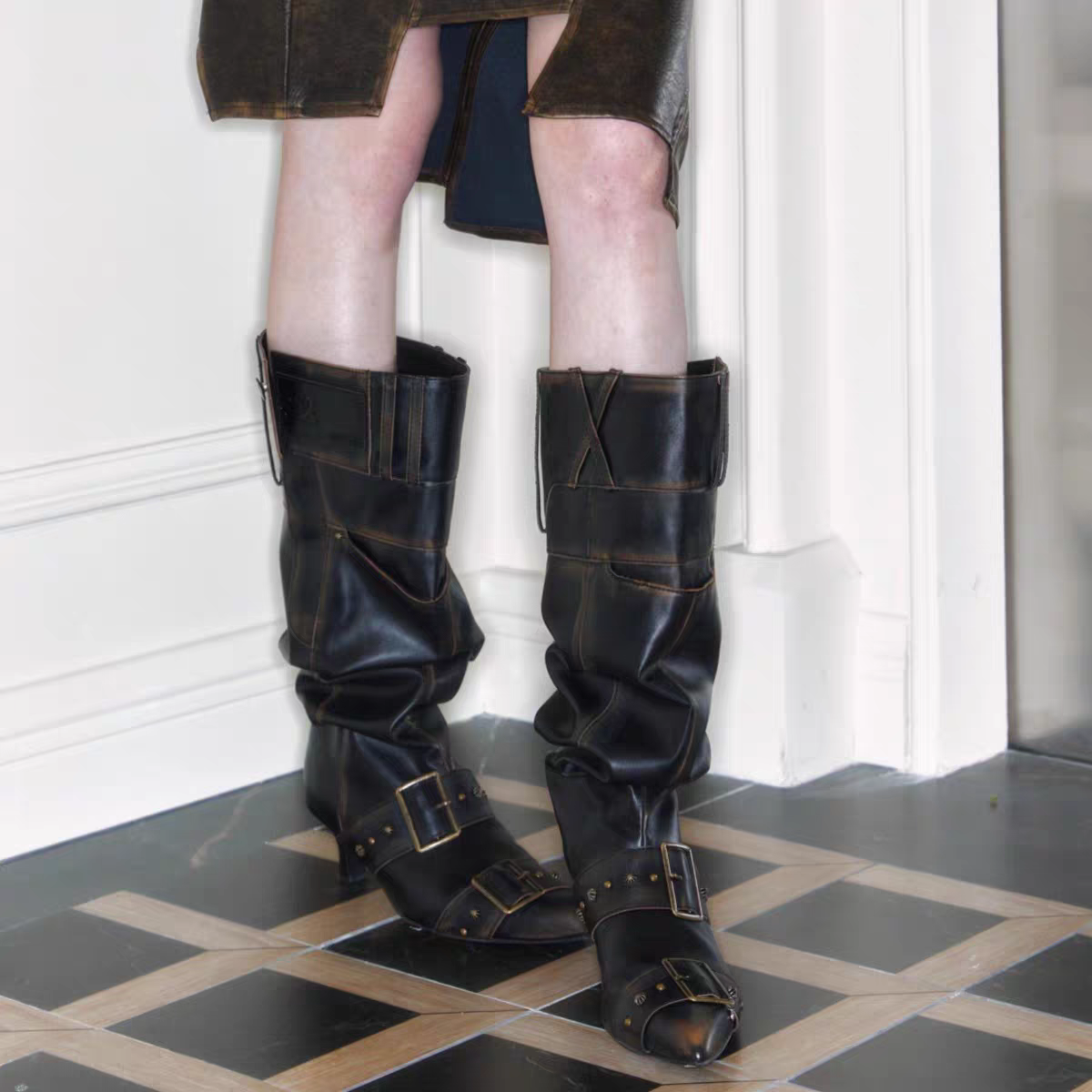 JWstylish尖头大筒围堆堆靴子