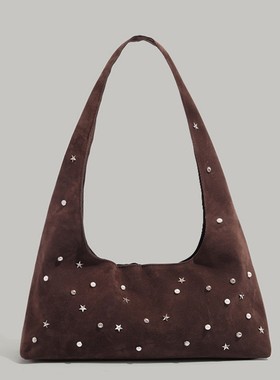 JW stylish 复古满天星磨砂腋下包包女简约时尚百搭单肩手提包包