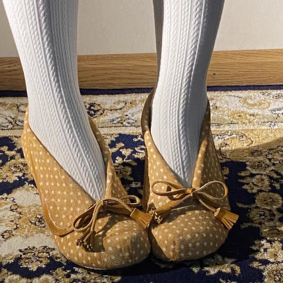 JW stylish 弗拉明戈 复古蝴蝶结马毛波点鞋女法式小高跟单鞋子,女鞋,玛丽珍鞋,淘宝优惠券,粉丝福利购,淘宝优惠卷