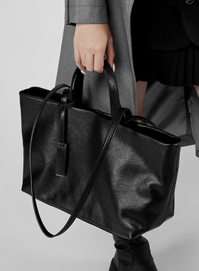 JW stylish 复古软皮腋下包包女 时尚大容量牛皮托特包单肩斜挎包