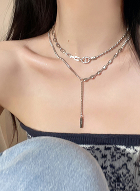 多层钛钢项链女不掉色太钢颈链高级感双层叠戴锁骨链甜酷韩版潮夏