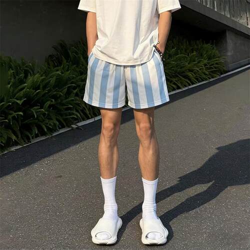 冰丝速干斑马纹三分短裤男夏季宽松网眼透气运动潮牌休闲三分裤