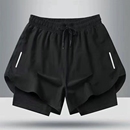 宽松速干防走光带内衬训练健身三分裤 夏季 运动田径马拉松跑步短裤