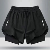 宽松速干防走光带内衬训练健身三分裤 夏季 运动田径马拉松跑步短裤
