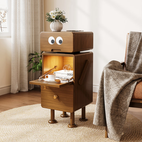 墨乔高款全实木简约机器人床头柜