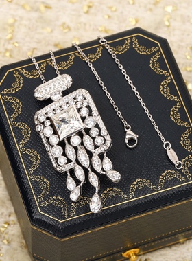 高定香水瓶满钻水滴项链】通体925纯银镀18k金网红明星奢华颈链女