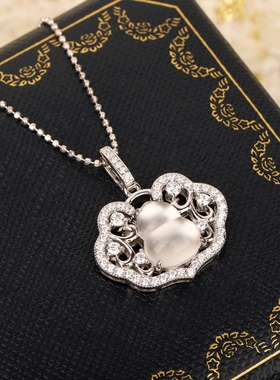 高定如意水沫玉葫芦项链通体925纯银镀K金白富美富婆富贵千金颈链