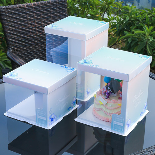 半透明生日蛋糕包装盒4寸四六寸8八寸10寸12寸方形双层三层烘焙盒