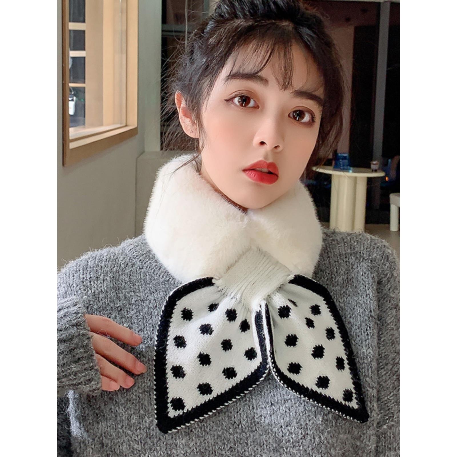 围巾女秋冬季可爱彷獭兔毛