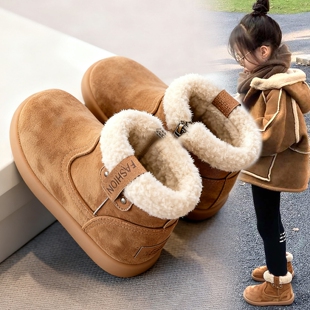 澳洲进口女童鞋雪地靴加绒冬季靴子儿童保暖棉鞋毛毛短靴冬鞋轻便