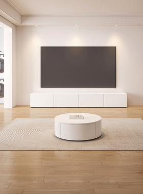 北欧白色电视柜小户型客厅落地电视柜茶几组合现代简约极简电视柜