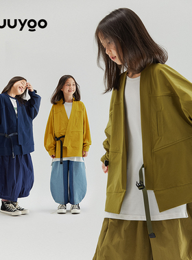 KUUYOO儿童机能风春秋款外套宽松上衣男女童设计感风衣短款春季