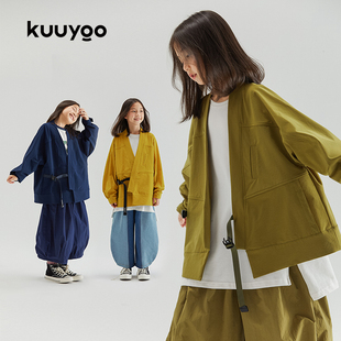 KUUYOO儿童机能风春秋款外套宽松上衣男女童设计感风衣短款春季