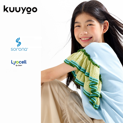 KUUYOO儿童夏季荷叶袖T恤