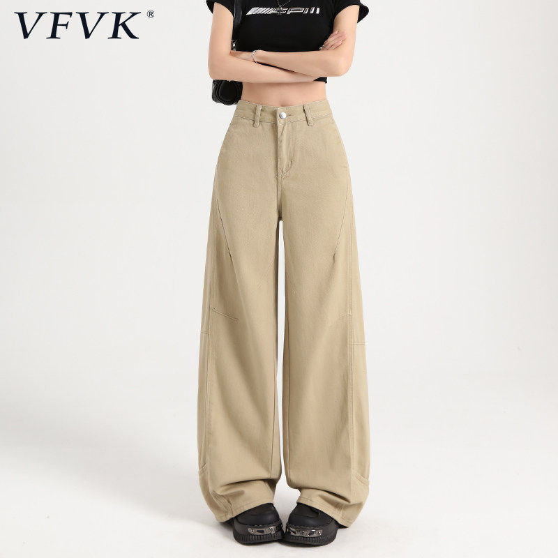 vfvk浅卡其色阔腿牛仔裤