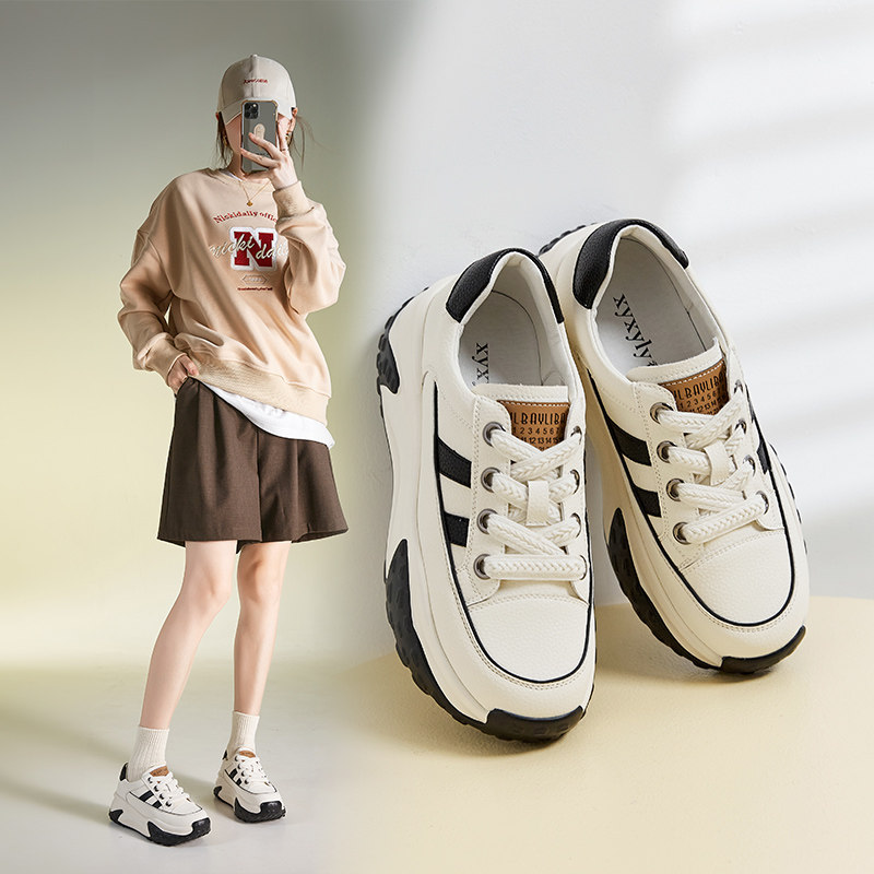 香香莉官方正品厚底休闲鞋女正品新款春季拼色松糕底老爹鞋运动