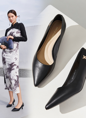 香香莉黑色工作鞋子女正品新款韩版百搭通勤ol上班高跟鞋秋027111