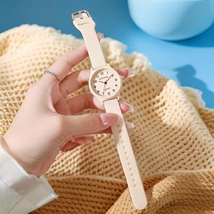 学生考试专用手表女生白色表盘石英机芯简约时尚 腕表初高中生手表