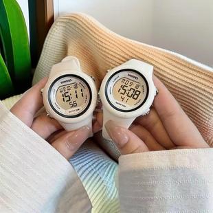 森系手表初高中学生情侣闺蜜高颜值小巧学院风闹钟计时运动电子表