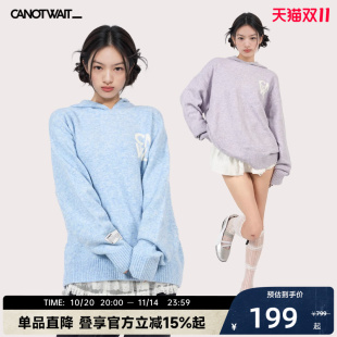 陈伟霆CANOTWAIT混纺LOGO连帽毛衣男女秋冬款 宽松基础潮慵懒上衣