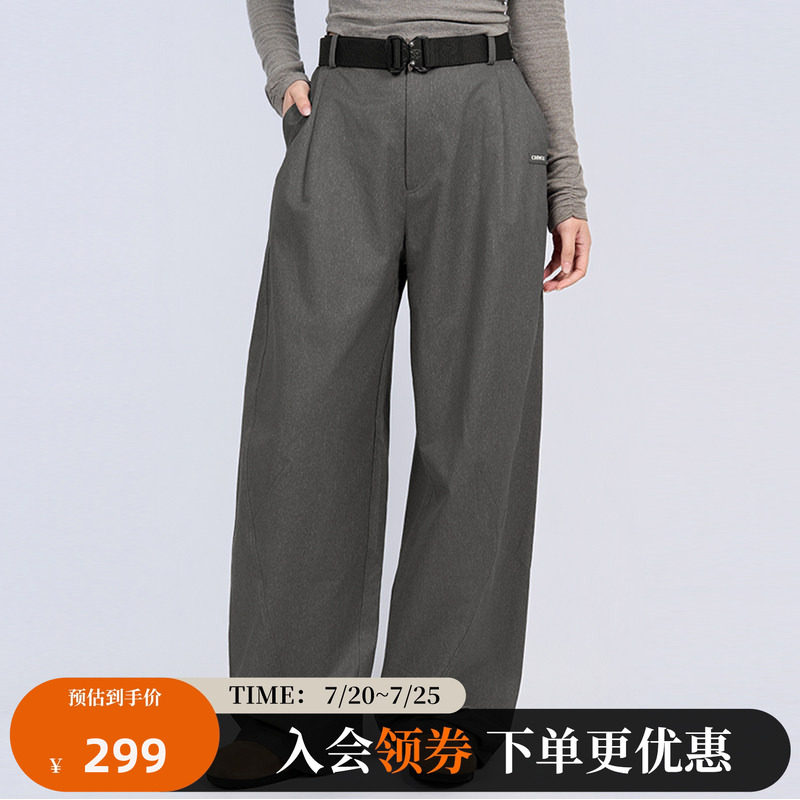 CANOTWAIT 机能卡扣腰带廓形弯刀休闲长裤男女秋冬潮百搭休闲通勤