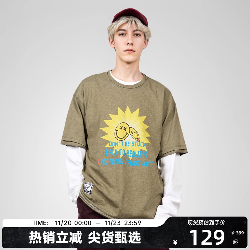 【陈伟霆】CANOTWAIT S.W.SMILEY联名热线电话系列印花纯棉短袖T