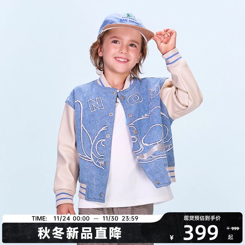 CANOTWAIT迪士尼联名史迪奇系列儿童牛仔棒球服秋季新品潮