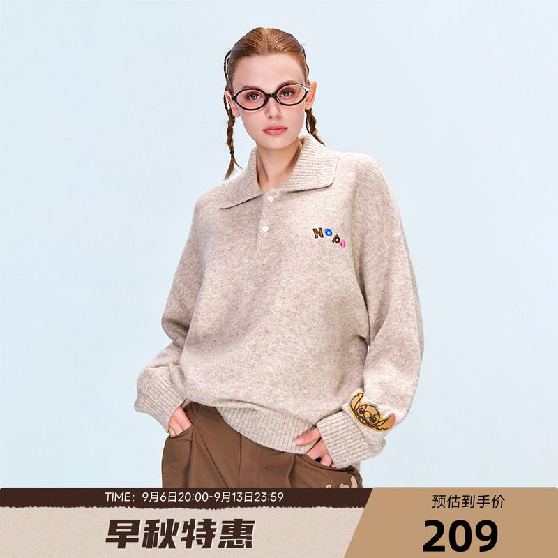 【秋冬新品】迪士尼联名史迪奇系列POLO翻领含羊毛毛衣聚暖锁温