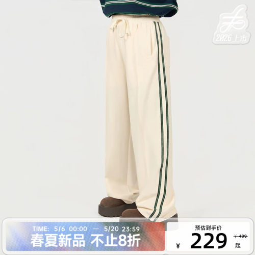 陈伟霆直筒裤CANOTWAIT_彩色织带春夏直筒抽绳长裤显高显瘦垂坠
