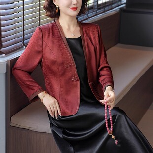 春秋外套中老年女端庄大气套装 妈妈连衣裙秋装 两件套气质2025新款