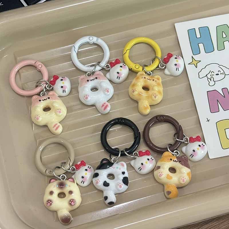 创意甜甜圈钥匙扣猫咪背