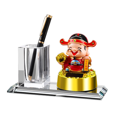 高档商务公司办公室摆件水晶笔筒收纳桌面纪念品送领导礼物装饰品