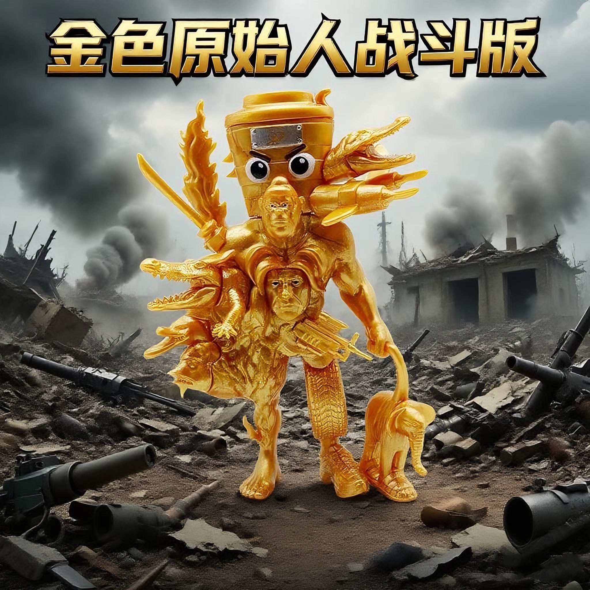 金色原始人融合怪山海经可拆卸拼装缝合怪融合版国外AI山海经手办