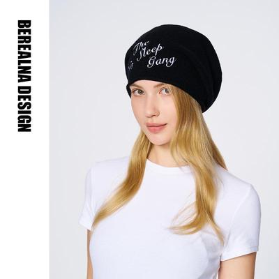 berealna陈哲远同款不睡觉帮派 刺绣羊毛包头帽 秋冬堆堆冷帽