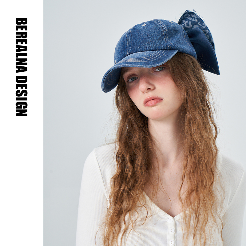 希林娜依高同款蝴蝶结牛仔棒球帽