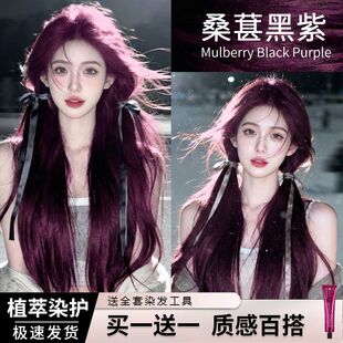 桑葚黑紫染发膏剂雾感冷黑紫显白潮流学生发色植物自己在家染免漂