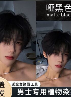 哑黑色染发膏剂男士专用哥特冷黑学生自己在家染头发潮款复古黑色