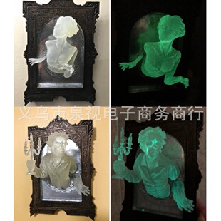 跨境新款镜中幽灵Ghos树脂人像万圣节夜光摆件镜子创意相框万圣节