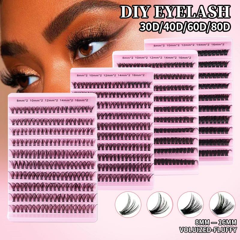 跨境DIY假睫毛延长30D40D60D80D分段自嫁接睫毛大容量款厂家