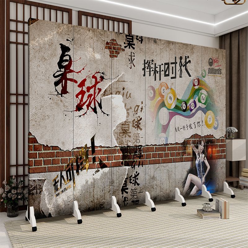 台球室俱乐部屏风隔断桌球背景墙折屏
