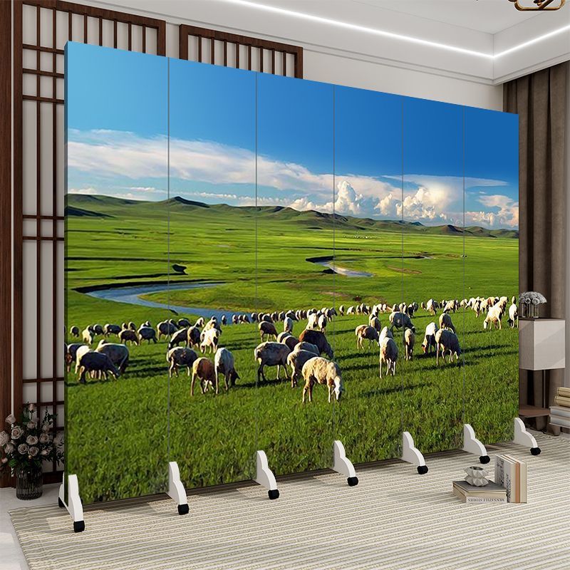 内蒙古绿色草原屏风隔断餐厅饭店折屏