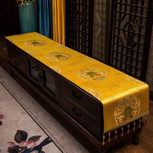 S588桌旗新中式禅意布艺电视机柜布茶桌茶席垫布桌布斗柜盖巾防尘