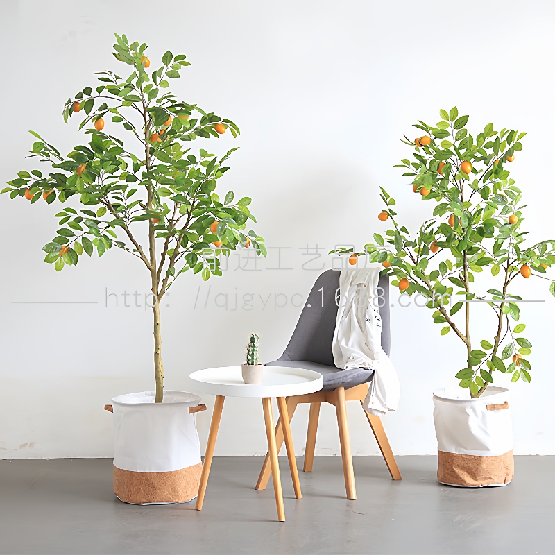惠现货仿真绿植盆栽客厅落地盆栽清新仿真柠檬树绿植假树