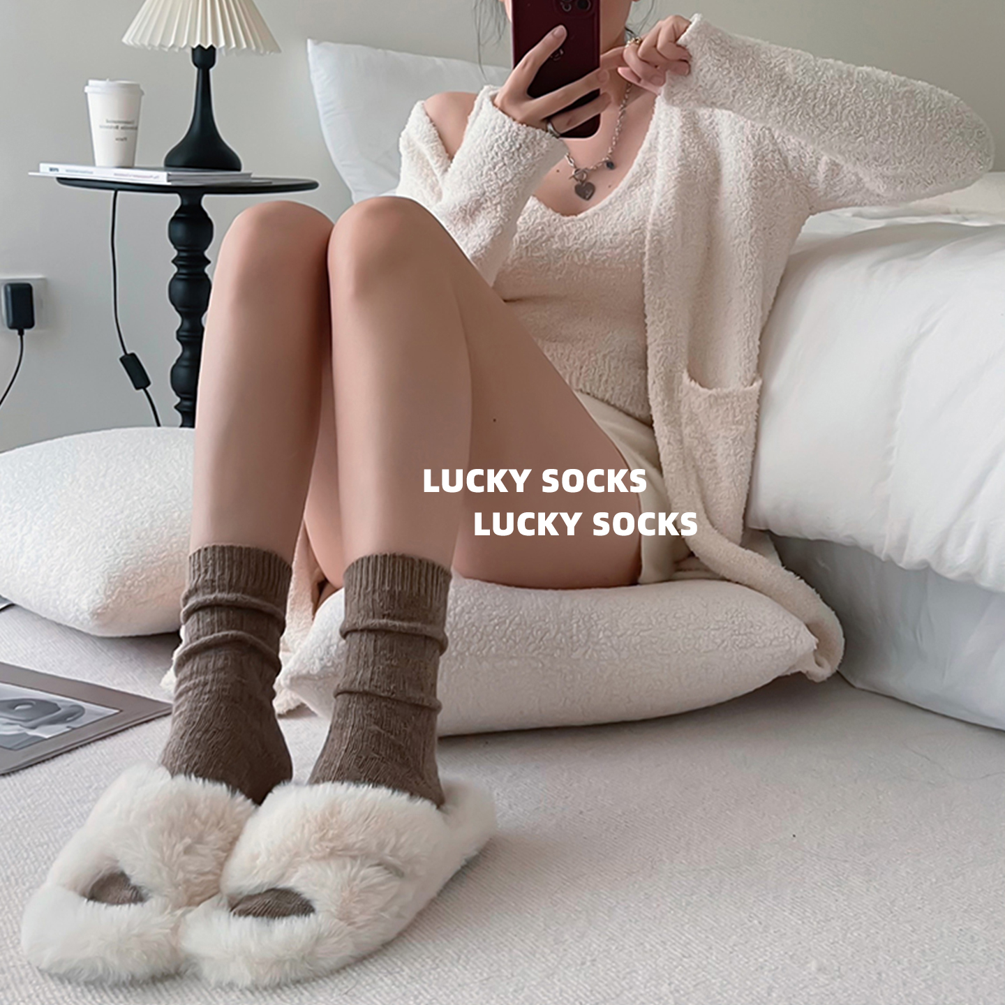 简约纯色加厚百搭基础堆堆袜