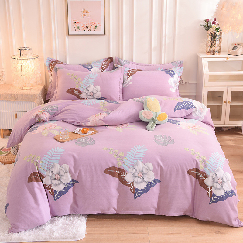 80支全棉生态磨毛四件套加厚纯棉斜纹印花床单被套单双人床上用品