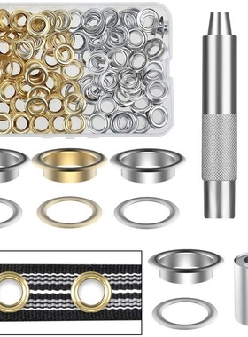 100套内径12mm2色气眼+3件安装工具金属铜多色鸡眼帐篷扣亚马逊